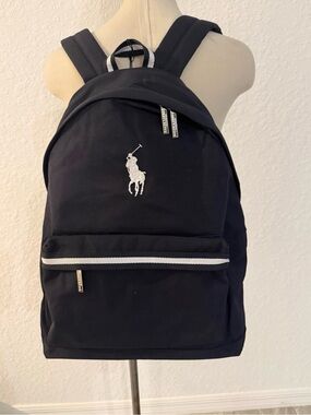 New mens Polo by Ralph Lauren Blue Backpack with White Logo Trim